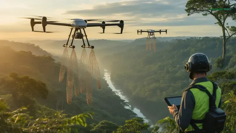 MORFO drone planting in remote Amazon terrain 2026.